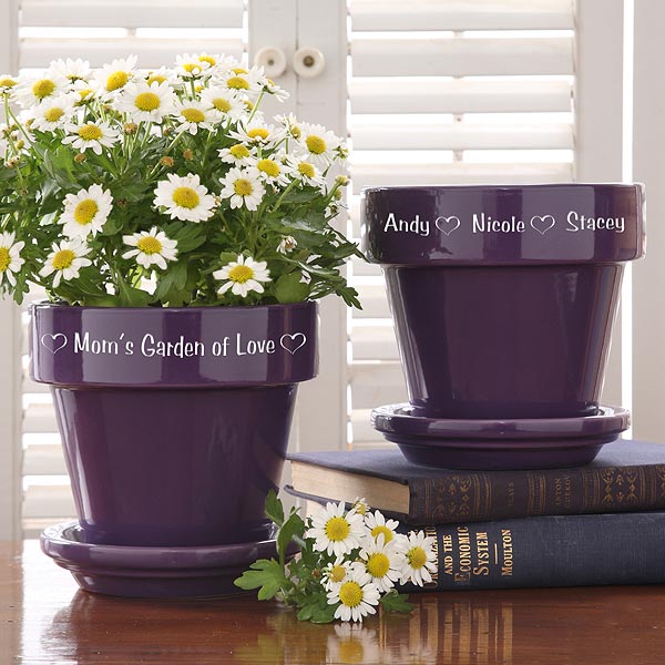 Personalized Purple Ceramic Flower Pot - 3486