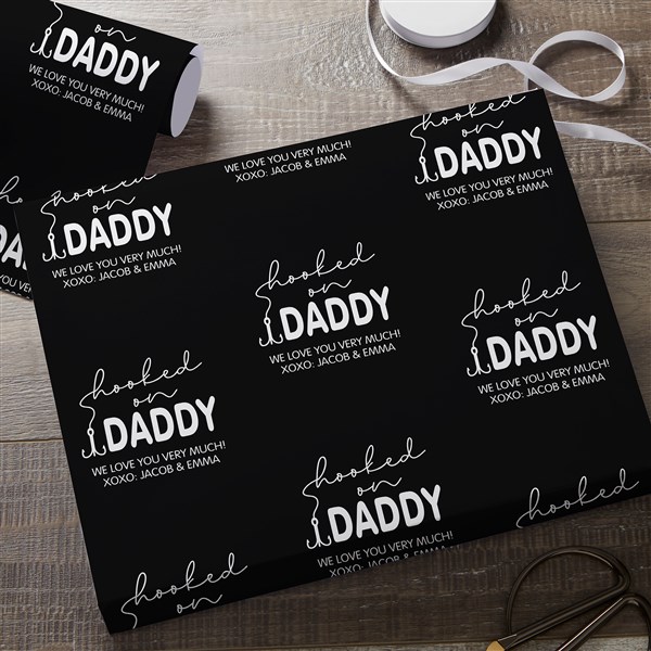 Hooked On Dad Personalized Wrapping Paper  - 34938