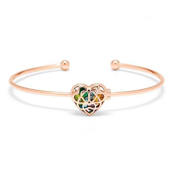 Personalized Interlocking Hearts Birthstone Cuff Bracelet - 35864D