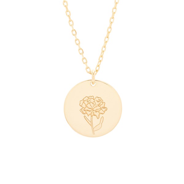 January Birth Flower Carnation Gold Pendant - 35868D