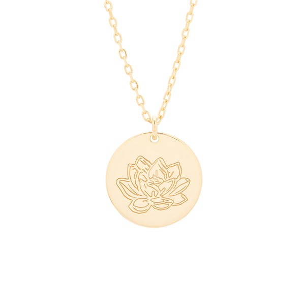 July Birth Flower Water Lily Gold Pendant  - 35874D