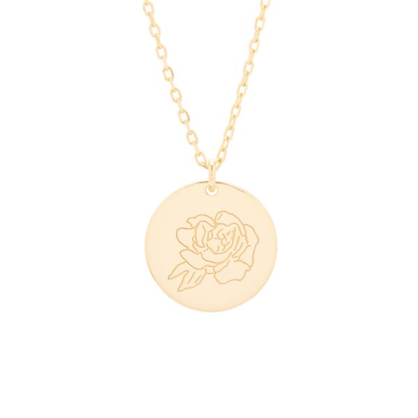 September Birth Flower Peony Gold Pendant  - 35876D