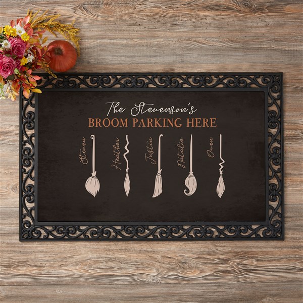 Family Broom Personalized Halloween Doormats - 35894