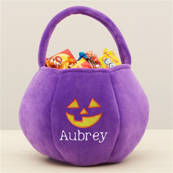 Jack-o'-Lantern Embroidered Plush Halloween Treat Bag  - 36760