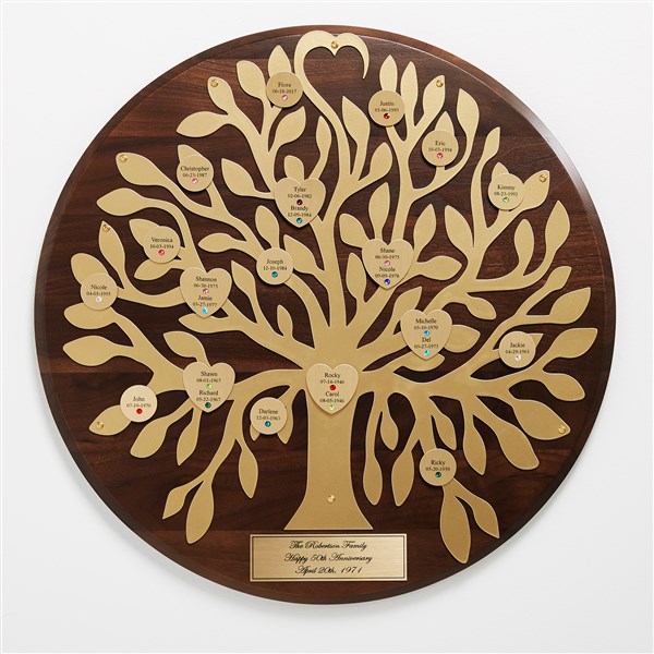 Engraved Family Tree Round Wall Plaque - 36957D