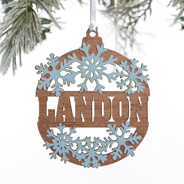 Snowflake Name Personalized Wood Ornament  - 37205