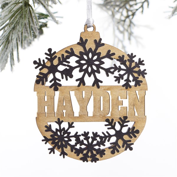 Snowflake Name Personalized Wood Ornament  - 37205