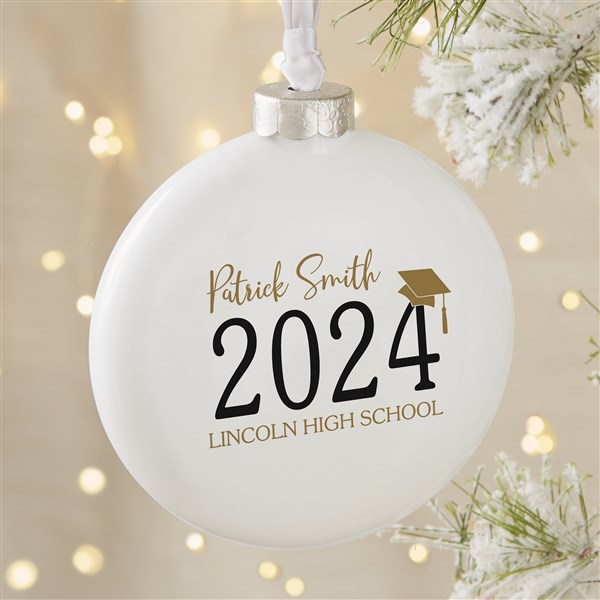 Classic Graduation Personalized Deluxe Slim Globe Ornament  - 37365