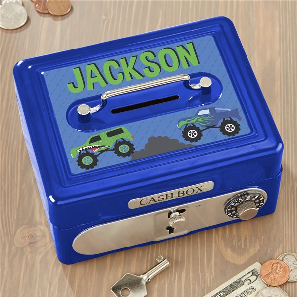 Construction & Monster Trucks Personalized Cash Box  - 38451