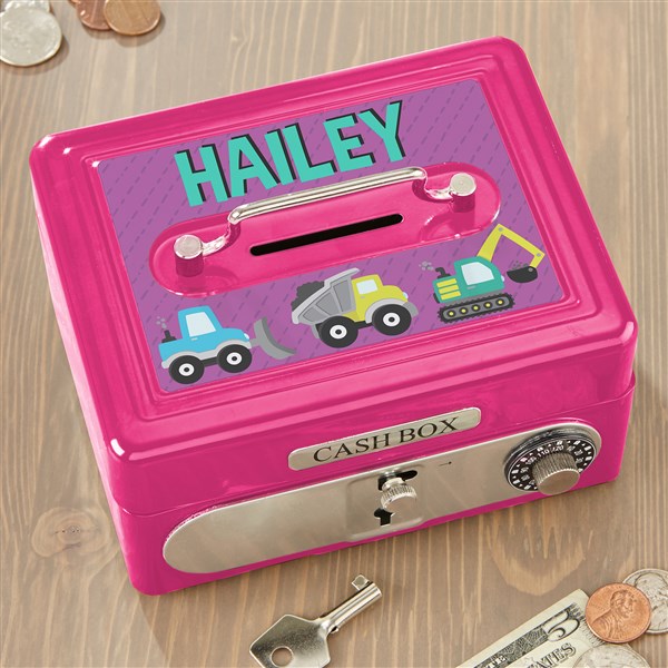 Construction & Monster Trucks Personalized Cash Box  - 38451