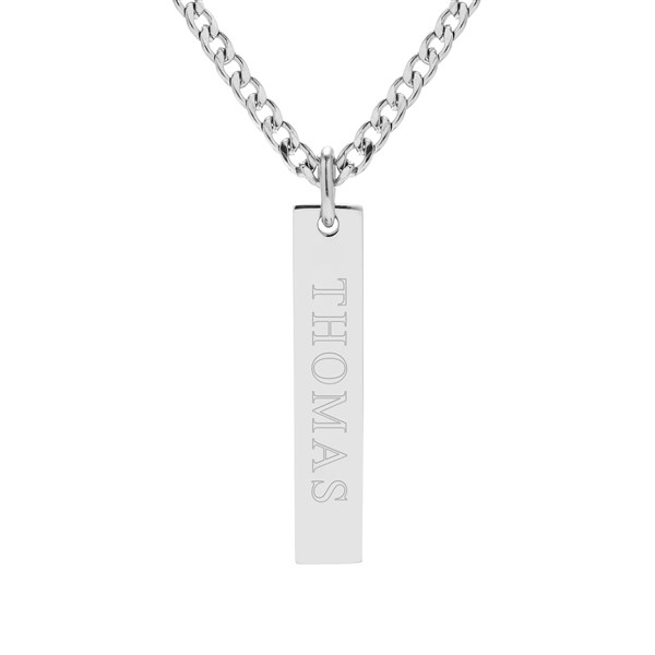 Engraved Vertical Men's Stainless Steel Pendant  - 40175D