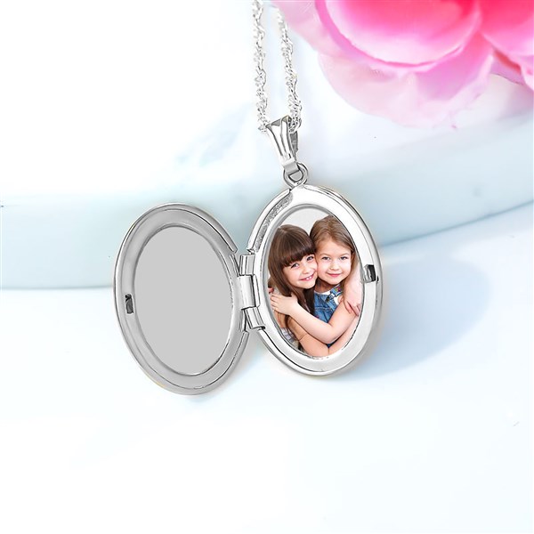 Engraved Photo Oval Locket  - 40678D