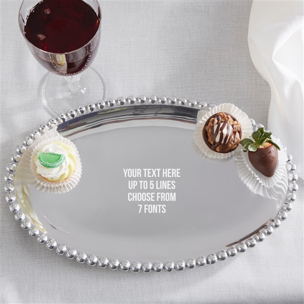 Mariposa® String of Pearls Engraved Message Oval Serving Tray  - 40997