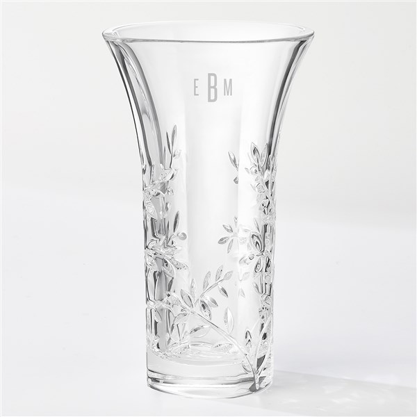 Engraved Vera Wang Crystal Leaf Vase - 41455