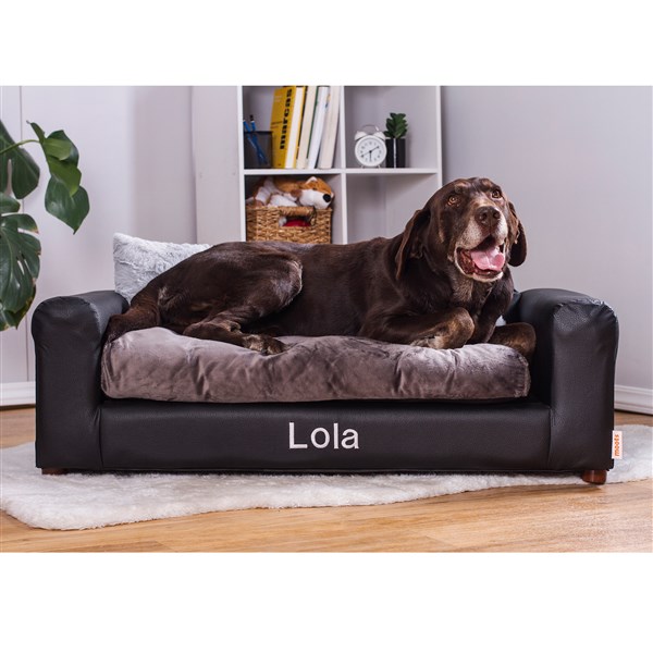 Personalized Pet Leatherette Charcoal Sofa  - 41721D