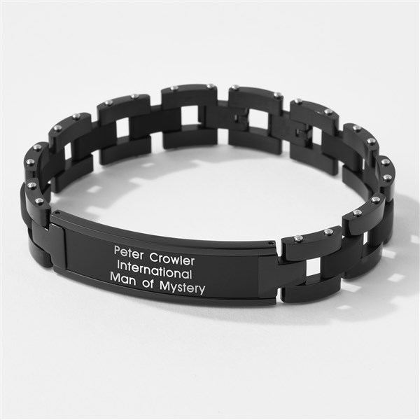 Engraved Matte Black ID Bracelet for Him - 41856