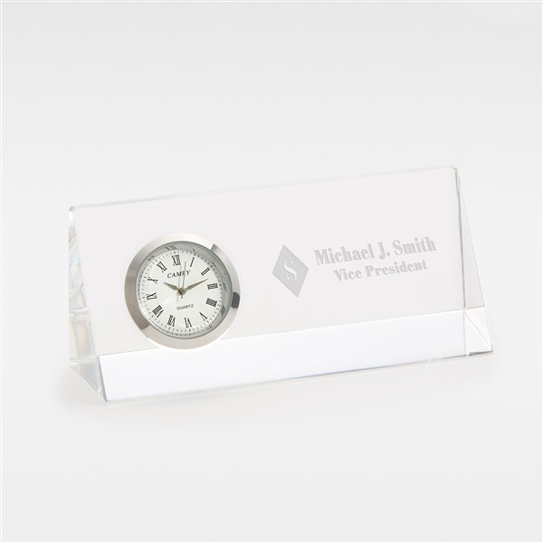 Engraved Office Crystal Desk Clock - 41940