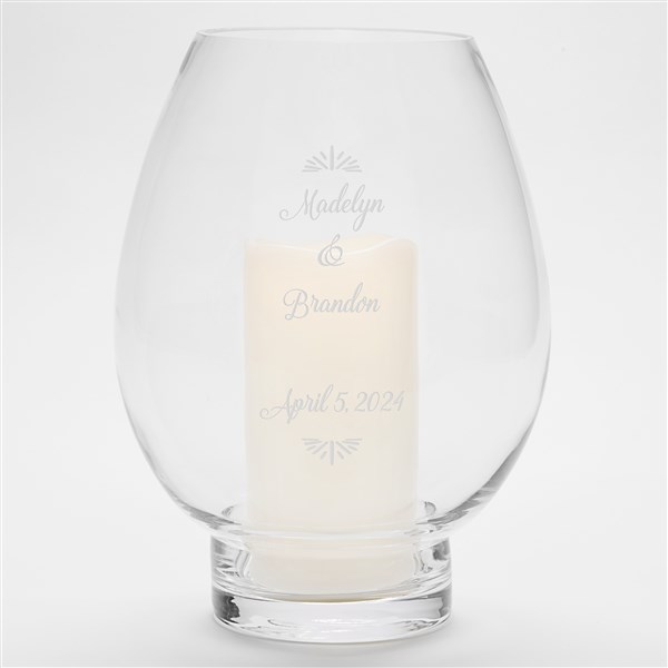  Engraved Glass Wedding Hurricane Candle Holder - 42046