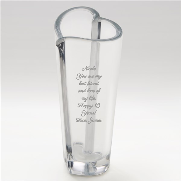 Orrefors Engraved Anniversary Crystal Heart Bud Vase - 42115