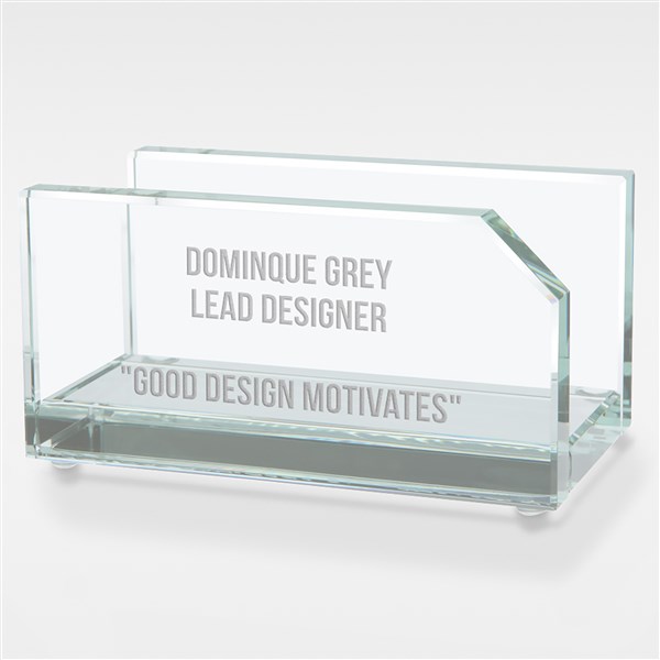 Engraved Recognition Message Glass Business Card Holder - 42158