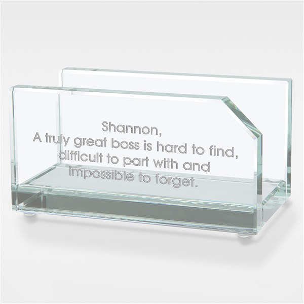 Engraved Message Glass Business Card Holder For Boss - 42159