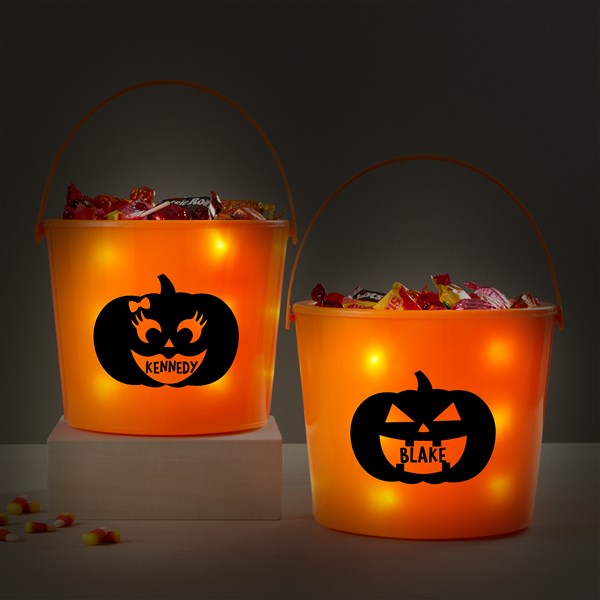 Jack-o'-Lantern Personalized Halloween Light Up Treat Bucket  - 42338