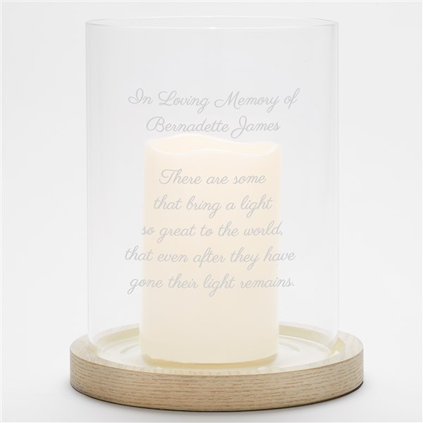 Personalized Memorial Hurricane Candle Holder with Whitewashed Wood Base - 42354