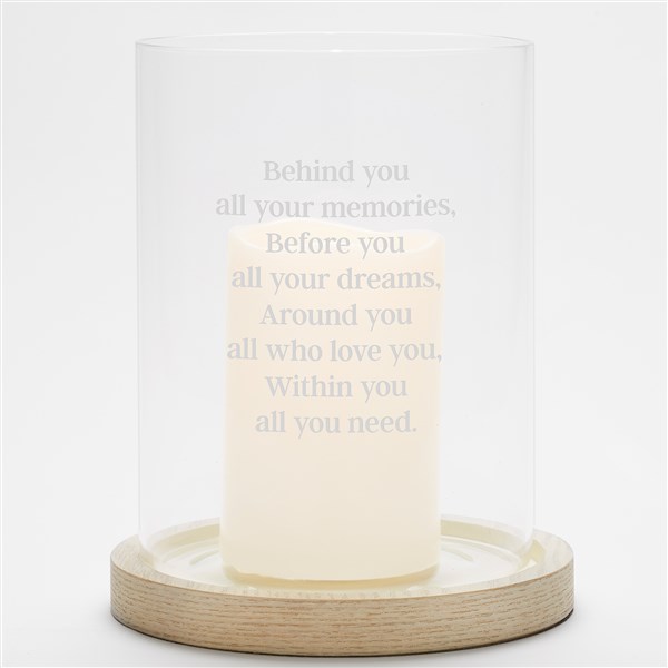 Personalized Hurricane Candle Holder with Wood Base For Her - 42357