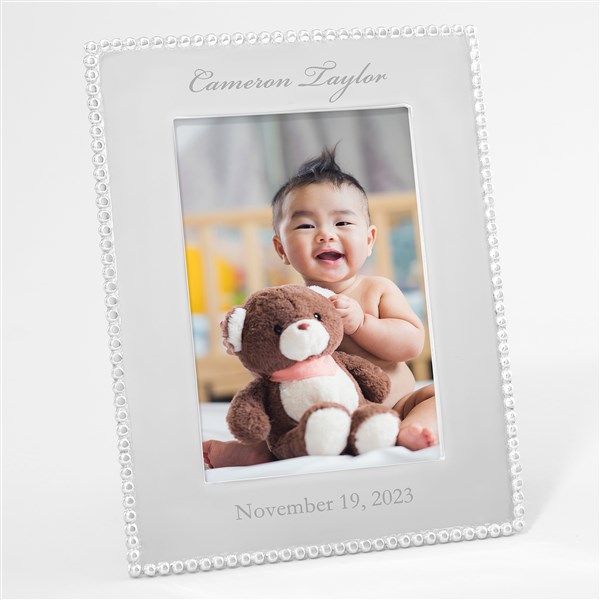 Mariposa String of Pearls Engraved Baby Frame - 42397