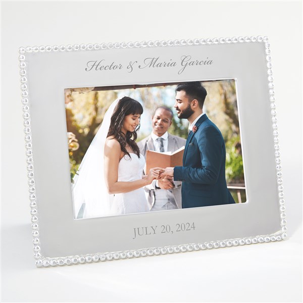 Mariposa String of Pearls Engraved Large Wedding Photo Frame - 42398