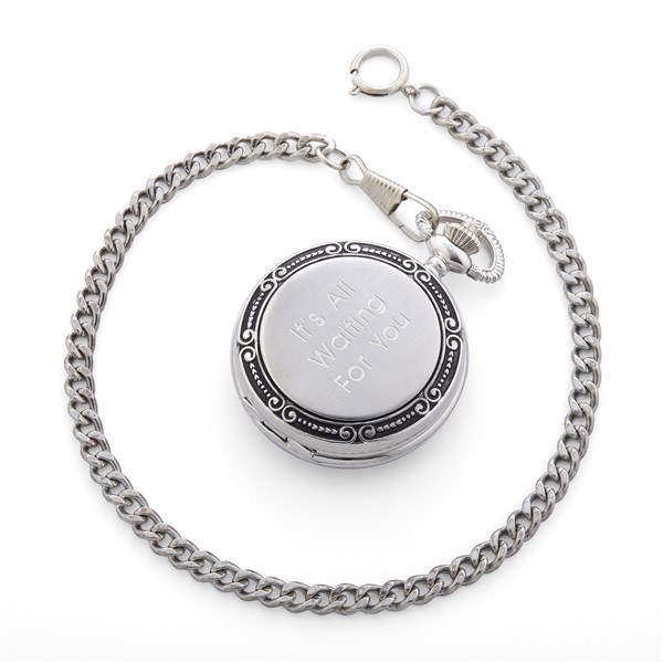 Engraved Graduation Silver Photo Memento Pocket Watch and Box - 42517