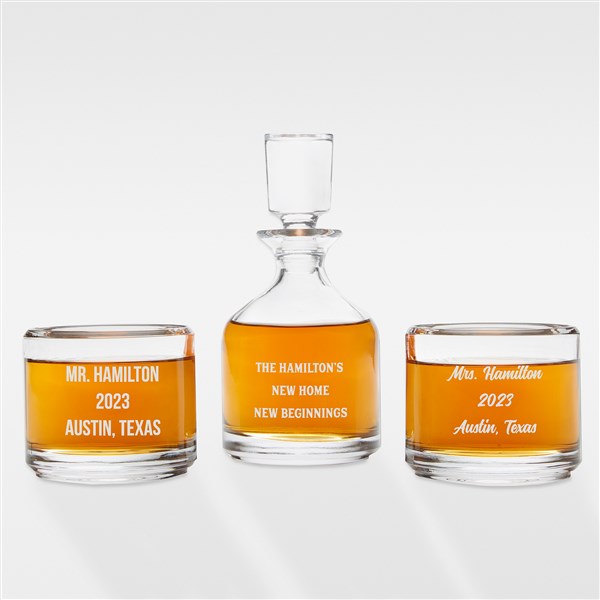 Etched Housewarming Message Duet 8.5 oz. Stacking Decanter Set - 42528