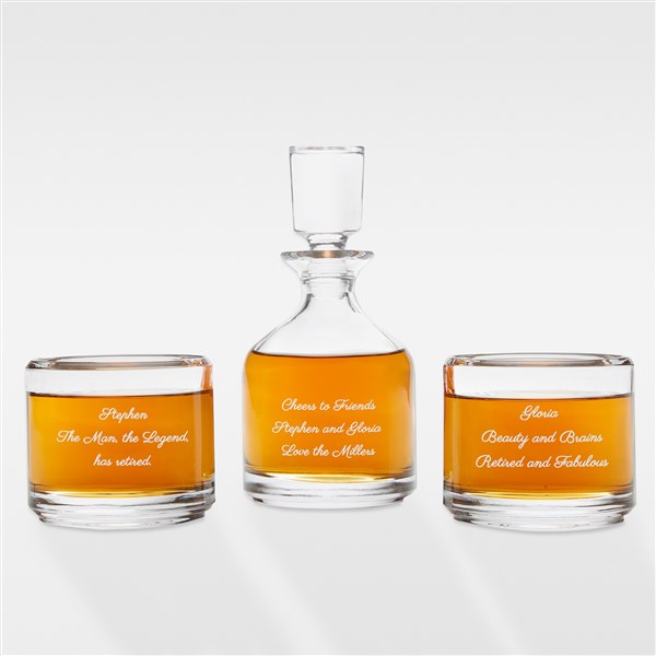 Etched Retirement Message Duet 8.5 oz. Stacking Decanter Set - 42532