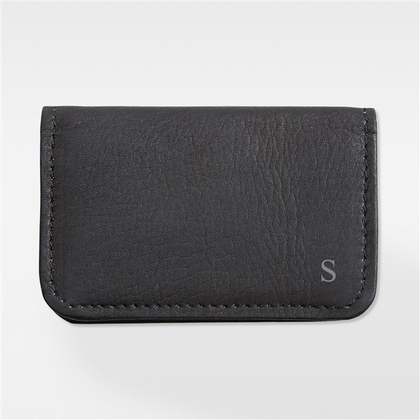 Personalized Graduation Black Leather Business Card Case - 42627