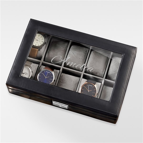 Engraved Leather 10 Slot Watch Box For Her - 42839