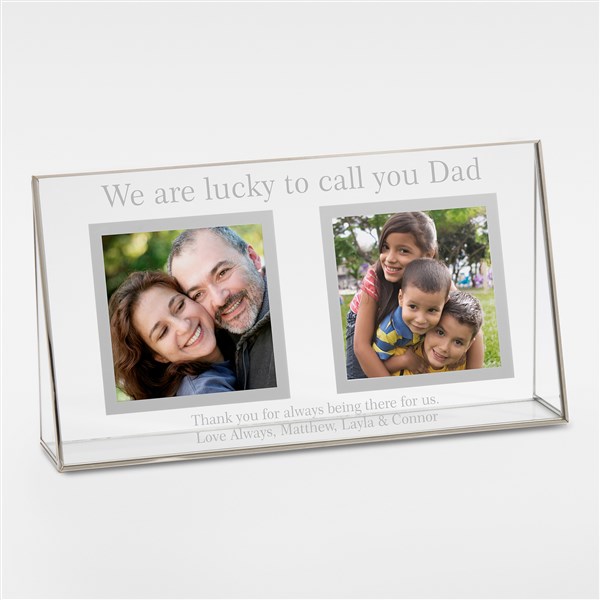 Engraved Double Photo Glass Frame For Him - 42884