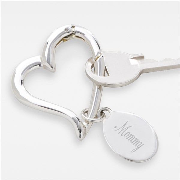 Engraved Open Heart 2-Sided Keyring For Mom - 43245