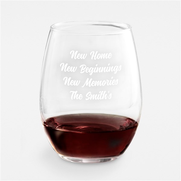 Engraved Message Wine Glass for Housewarming - 43265