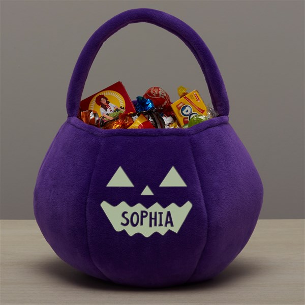 Jack-o-Lantern Personalized Halloween Pumpkin Treat Bags - Glow-In-The-Dark - 43326