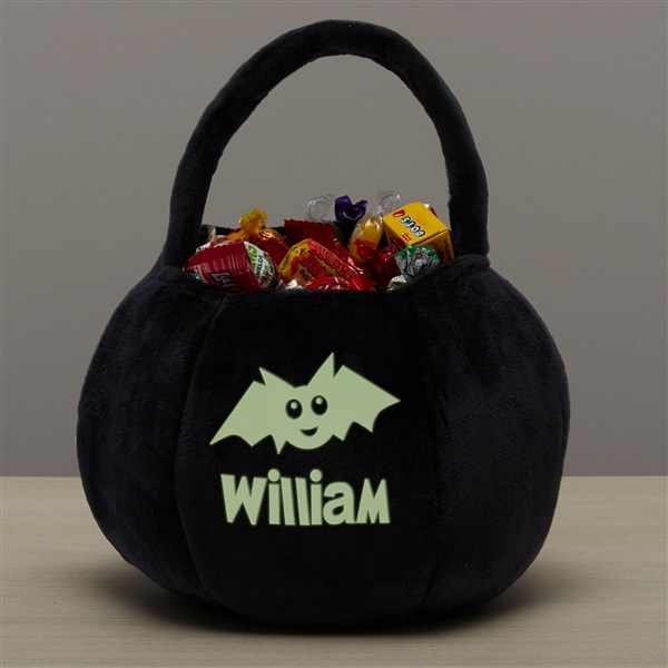 Glow-In-The-Dark Halloween Characters Personalized Plush Pumpkin Treat Bags - 43334