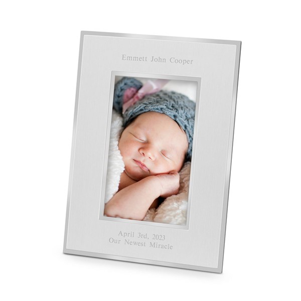 New Baby Personalized Flat Iron Silver Picture Frame - 43822