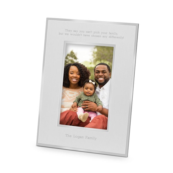 Personalized Flat Iron Silver Family Picture Frame - 43823