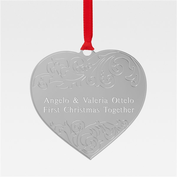 Engraved Silver Scroll Heart Metal Ornament - 45406