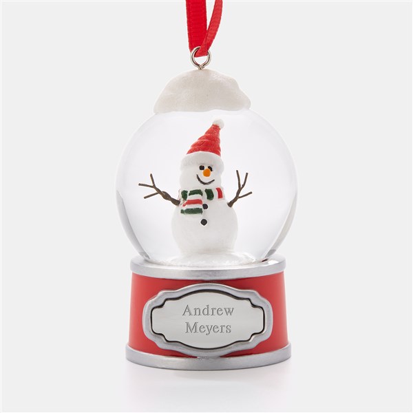 Engraved Happy Snowman Snow Globe Ornament  - 45414