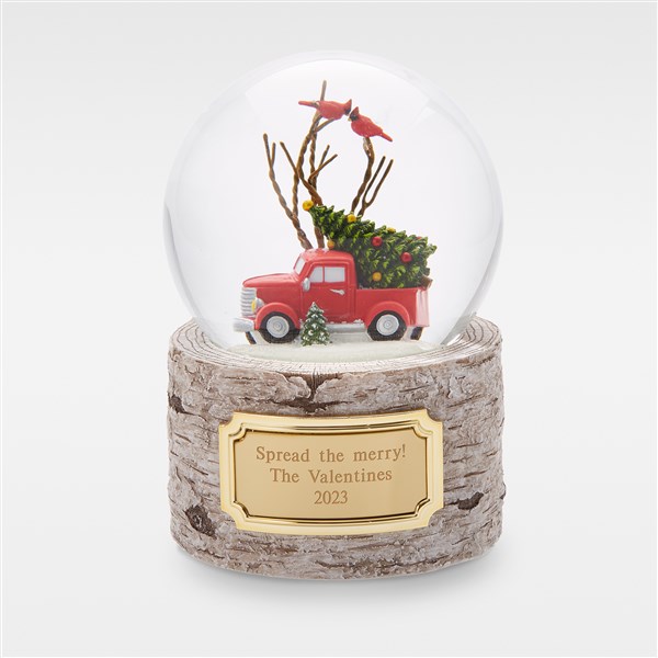 Engraved Red Vintage Truck Snow Globe    - 45511