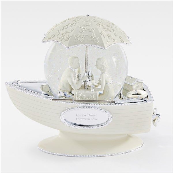 Engraved Together Forever Love Boat Snow Globe     - 45908