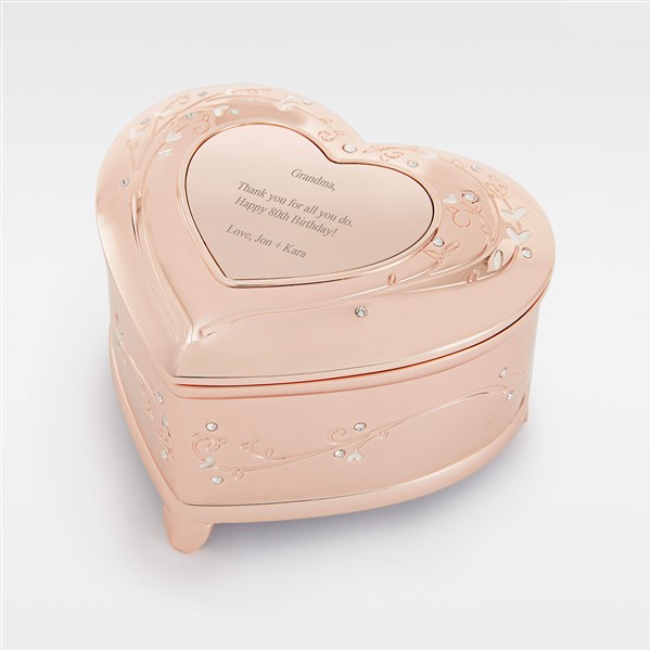 Engraved Rose Gold Heart & Vines Musical  - 45996