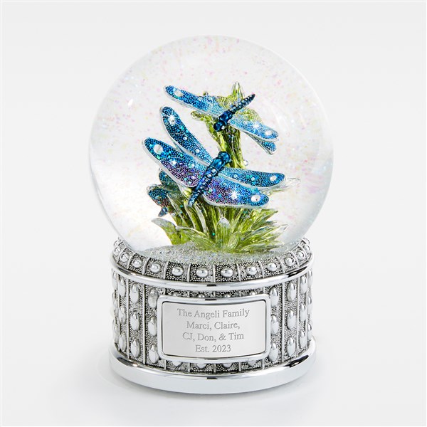 Engraved Jeweled Dragonfly Snow Globe - 46031