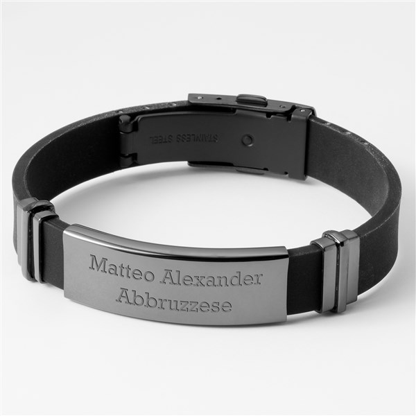 Engraved Kids Gunmetal and Rubber ID Bracelet - 46089