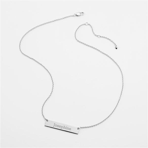 Engraved Silver Bar Necklace - 46112